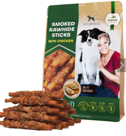 Dog Smoked Rawhide Sticks Wrapped Chicken Pet Natural Chew Treats Grain Free Organic Meat Healthy Human Grade Dried Snacks in Bulk