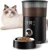 Automatic Cat Feeder with Timer 135 Oz, Black Automatic Dog Feeder with Timer, Voice Recorder 4L, Automatic Cat Feeders for Indoor Cats with Stainless