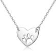 925 Sterling Silver Heart Necklace for Girls Womens Dog Paw Pendant Necklace Love Chain 16''+2''