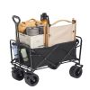 VEVOR Collapsible Folding Wagon, 3 cu.ft Beach Wagon Cart with All-Terrain Wheels, Heavy Duty Folding Wagon Cart 350 lbs Weight Capacity with Drink Ho