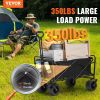 VEVOR Collapsible Folding Wagon, 3 cu.ft Beach Wagon Cart with All-Terrain Wheels, Heavy Duty Folding Wagon Cart 350 lbs Weight Capacity with Drink Ho